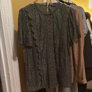Cable & Gauge Green Ruffled Blouse